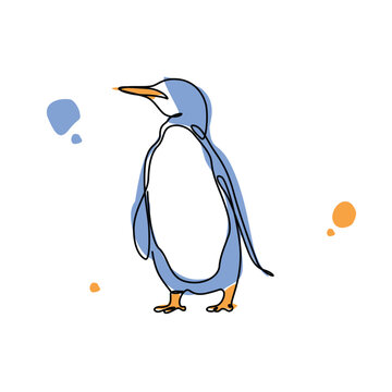 Cute Pinguin Line Art Vector. Pinguin Illustration design for Wall art Print