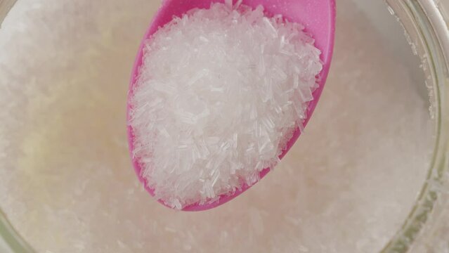 Monosodium Glutamate Msg, Seasoning Sodium Salt Flavor Enhancer and Plastic Spoonful