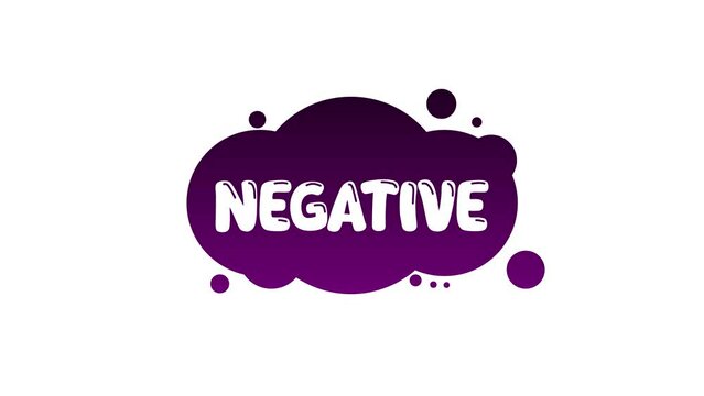 Colorful speech bubble with word negative animated on white background.