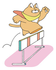 ハードルを乗り越える猫