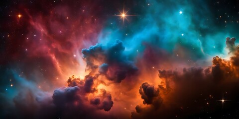 Galactic Nebula. Vivid Space, Night Sky Stars. Celestial Science. Supernova Background Wallpaper.