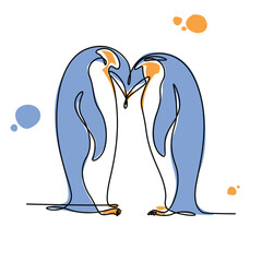 Cute Pinguin Line Art Vector. Pinguin Illustration design for Wall art Print