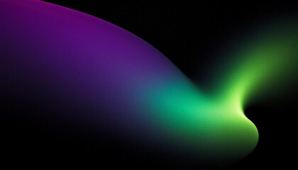 Abstract Euphoria: Grainy Purple Green Gradient Shapes on Black Backdrop for Banner Design