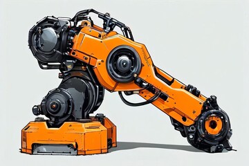 Obraz premium the Robotic arm operating, Product inspection robotics, Network.