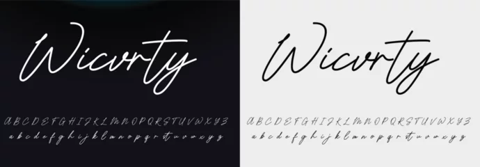 Foto op Canvas signature Font Calligraphy Logotype Script Brush Font Type Font lettering handwritten © dewan