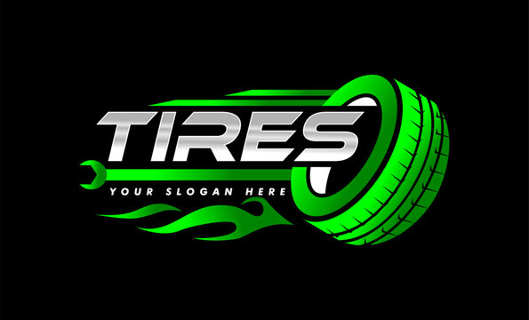 tire shop logo stamp emblem modern silhouette