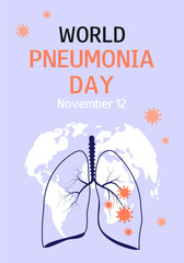 World Pneumonia Day background. November 12. Vertical template for banner, greeting card, presentation, flyer. 