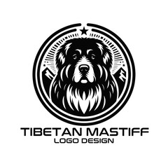 Tibetan Mastiff Vector Logo Design - obrazy, fototapety, plakaty