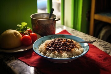 Cuban black beans and rice in a quaint Havana neighborhood.
