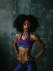 Obraz premium Athletic African American woman. Health and beauty, sports and active lifestyle.