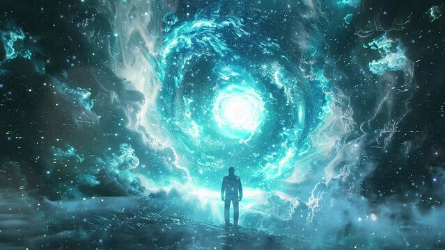 cinematic shot interdimensional being materializes. seamless looping overlay 4k virtual video animation background