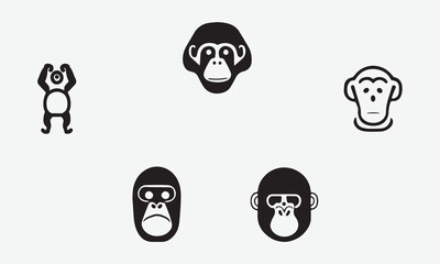 Illustration Bonobo Black icon EPS 10 And JPG Design