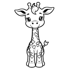 a coloring page with a giraffe sitting down