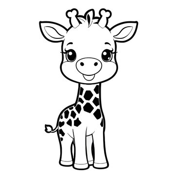 a giraffe is drawn in the middle of a coloring page