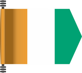 COTE D'IVOIRE FLAG ROLLED EFFECT