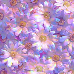 Fototapeta na wymiar Holographic Daisy Flower Background 