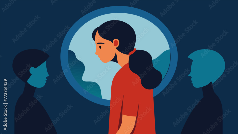 Poster a person staring into a mirror with a distorted reflection depicting the feelings of dissociation an