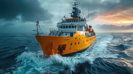 Advanced oceanography research vessel, exploring marine mysteries, science at sea