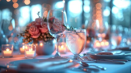 Corporate event planning, elegant setup, attention to detail, festive and professional