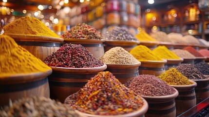 Exotic spice shop, rare and aromatic seasonings, colorful and multicultural