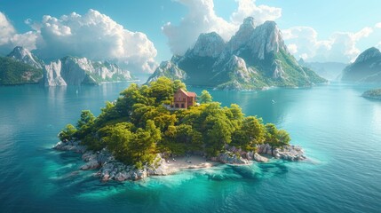 Exotic travel booking agency, dream destinations on display, adventurous and inviting