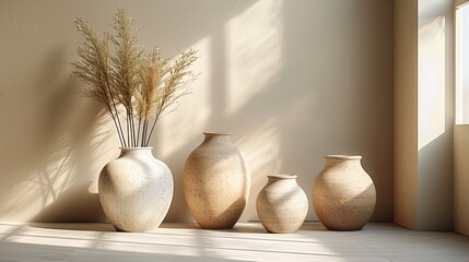 Modern minimalist pottery studio, clean lines, artistic expression