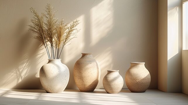 Modern minimalist pottery studio, clean lines, artistic expression