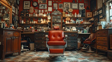 Traditional barbershop, classic haircuts and shaves, retro and masculine ambiance - obrazy, fototapety, plakaty