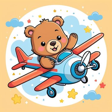 an image of a teddy bear on a plane