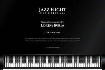Fototapeta premium Jazz Night Music Festival with Realistic Piano Banner