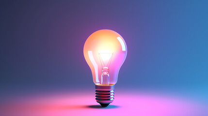 Minimalism concept, light bulb, neon gradient colors