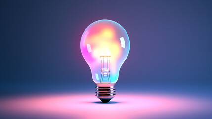 Minimalism concept, light bulb, neon gradient colors