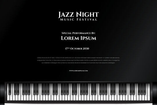 Jazz Night Music Festival with Realistic Piano Banner