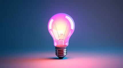 Minimalism concept, light bulb, neon gradient colors