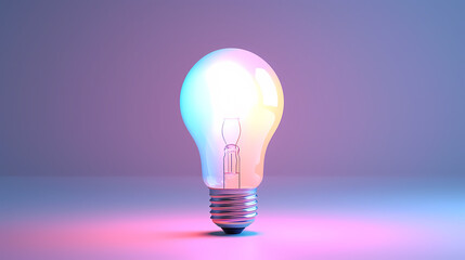 Minimalism concept, light bulb, neon gradient colors