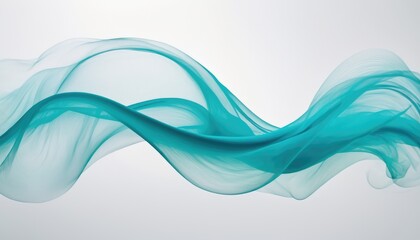 Obraz premium smoky wavy turquoise colored fabric hovers against a blank background