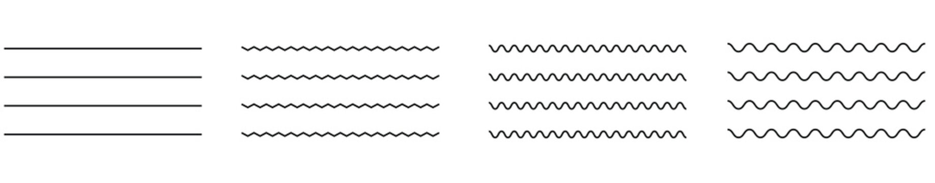 Set of wavy, zigzag, sinuous horizontal lines