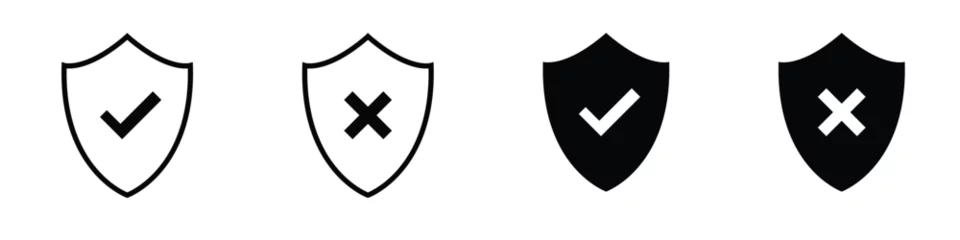Fotobehang Set of security shield icons, security shields logotypes with check mark © Давид Профи