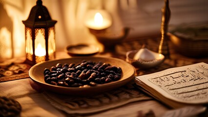 amadan Reflections: Iftar Essentials with Dates, Tasbeeh, and Qur'an