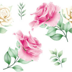 seamless pattern flower rose watercolor