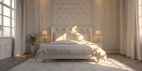wooden modern bedroom Interior 3d rendering fireplace in a room, 