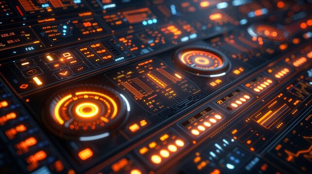 A sleek 3D of a stock market dashboard, with futuristic controls for navigating the complexities of investing in stocks and gold