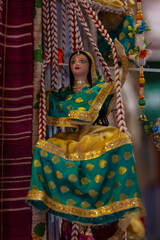 Handmade puppet, Handicraft work of handmade colorful puppet or doll at trade fair.