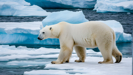 polar bear on ice, AI generated