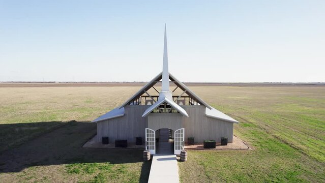 aerial view of drone revealing wedding chappel 4K