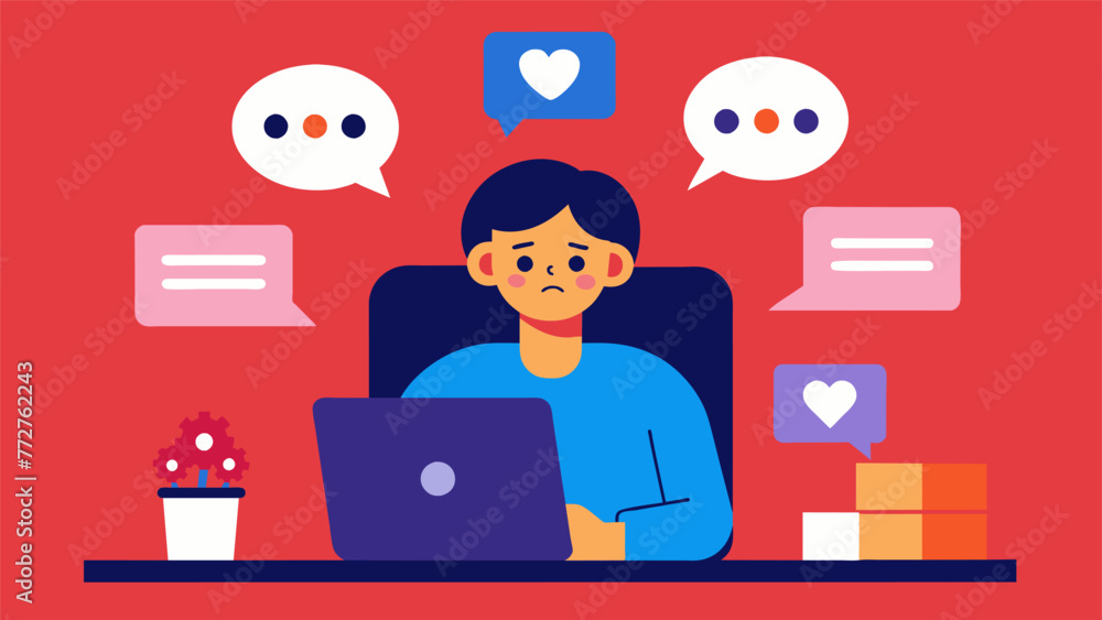 Poster an individual scrolling through social media visibly agitated as they come across posts and comments