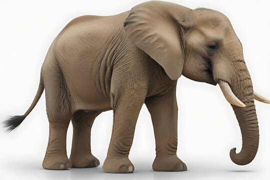 African elephant isolated on white background.