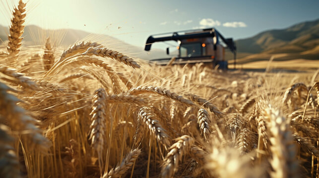 combine harvester in field  high definition(hd) photographic creative image