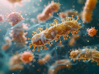 Anti bacteria Microscopic battle between bacteria and antimicrobial agents in a commercial setting