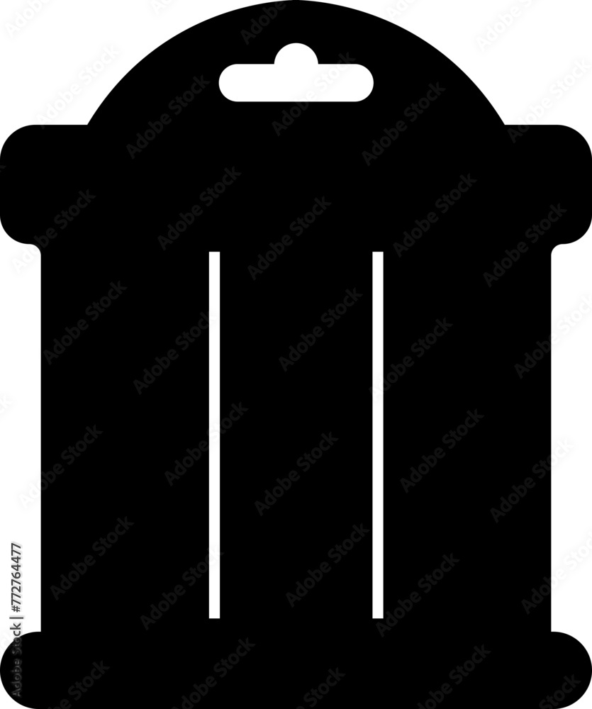 Poster hair bow display card with hole icon in trendy black fill style. accessory template sign symbol vect